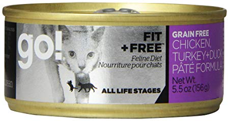 Petcurean 152040 24-Pack Go Fit And Free Grain Free Chicken/Turkey/Dck Pate Can For Cat, 5.5-Ounce