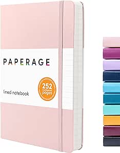 PAPERAGE Lined Journal Notebook, (Blush), 252 Pages, Medium 5.7 inches x 8 inches - 100 GSM Thick Paper, Hardcover