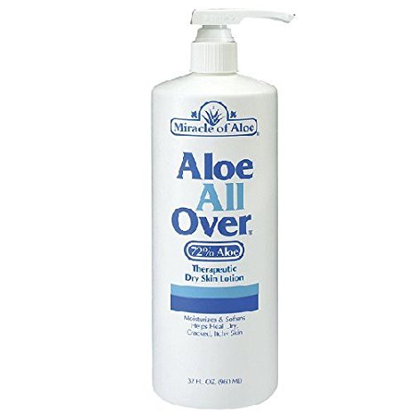 Miracle of Aloe All Over Lotion Cream 32 Oz Pump Best Dry Lotion You'll Ever Use Guaranteed! Ideal Dry Skin Lotion for Your Whole Body, Foot, Hand, Arms, Legs, Shoulders. Hydrate & Moisturize Your Skin with This Gentle Soothing Lotion. Dry, Flaking, Itching, Rough Skin.