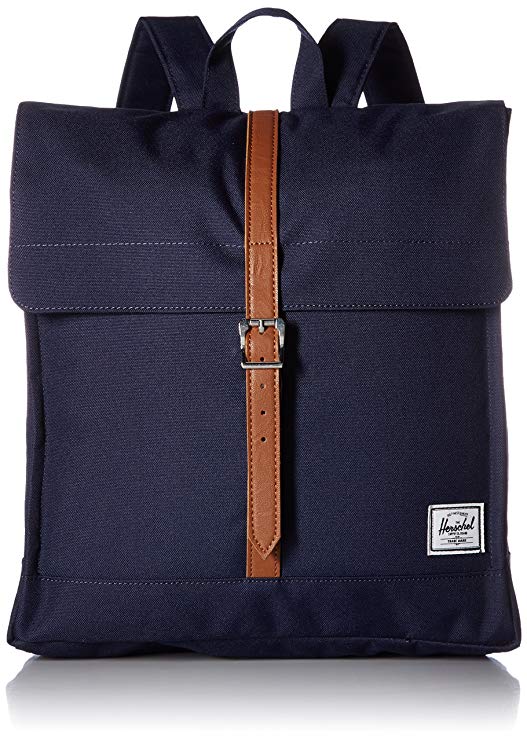 Herschel Supply Co. City Mid-Volume Backpack, Peacoat/Tan Synthetic Leather, One Size