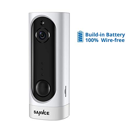 SANNCE Battery Security Camera, Wireless Rechargeable Home IP Camera with PIR Motion Detection, Two-Way Audio, Smart IR Night Vision, Support 128GB TF Card, APP Alarm Push