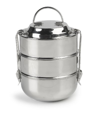 Happy Tiffin - Raja Domed 3 Tier - Tiffin Lunch Box - Office Tiffin - Stainless Steel
