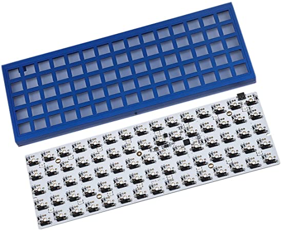 ID75 75 Keys Ortholinear Layout QMK Anodized Aluminum Case Plate hot-swappable Hot Swap Type C PCB Mechanical Keyboard Kit (Blue)