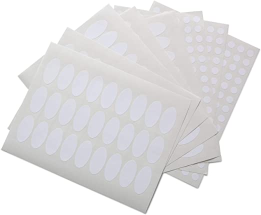 Crinklee Waterproof Essential Oil Labels, 597 Labels, Oil Proof, Durable, Strong Glue, Fits 5ml and Larger Bottles and Rollers, 135 Oval and 462 Round Blank Stickers
