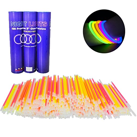 Glow Bracelets - 300pc Wholesale Pack of Glow Sticks w Connectors - NON-TOXIC, Long 8-12 Hour Lifespan