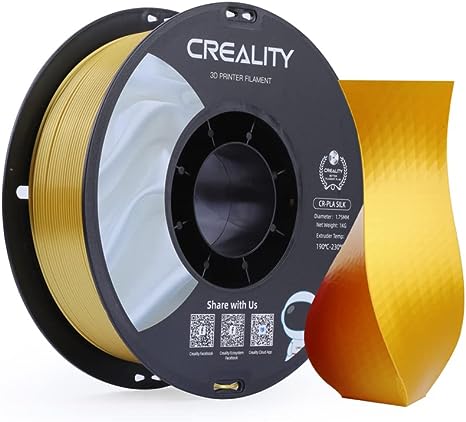 Creality PLA 3D Printer Filament, PLA Filament 1.75mm Silk Shiny PLA Filament  /-0.02mm, 3D Printing Filament 1KG/2.2lb, Golden