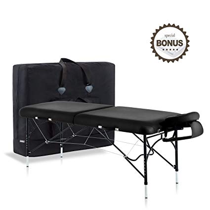 Dr.lomilomi Large Aluminum Portable Massage Table 301 Spa Bed Package (301-Large Table, Black)