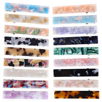 VAIPI 18 Colors Acrylic Resin Hair Clips Rectangle Duckbill Clips with Marble Pattern Hair Barrettes for Women