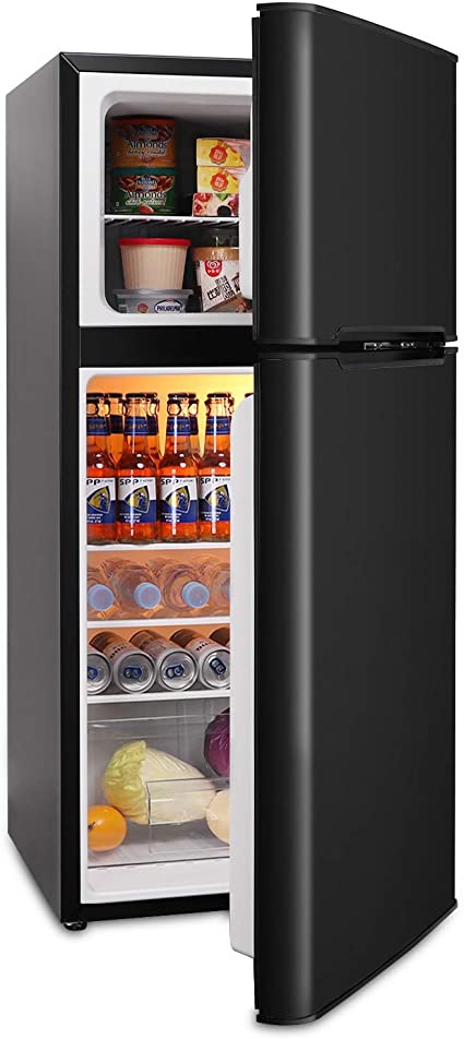 COOLLIFE Mini Upright Freezer With Fridge Countertop- Compact Reversible Single Door Table Top Mini Freezer - Free Standing portable small upright freezer Machine for Office (4.5 Cubic Feet, Black)