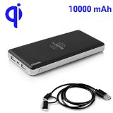 MobilePal Gen-2 10000mAh Qi Wireless Power Bank with 2-in-1 Lighting  Micro-USB Cable 2A Input  1A Qi Output  Dual 21A USB Ports Black