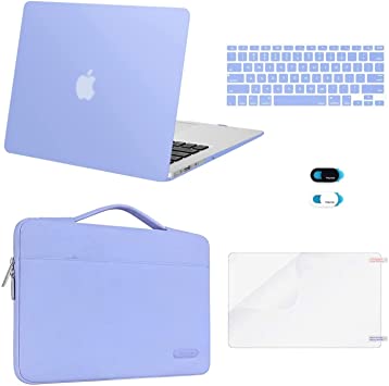 MOSISO Compatible with MacBook Air 13 inch Case (A1369 A1466, Older Version 2010-2017 Release), Plastic Hard Shell Case & Sleeve Bag & Keyboard Cover & Webcam Cover & Screen Protector, Serenity Blue