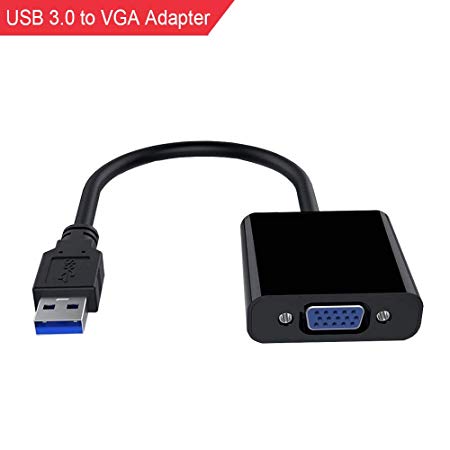 Premium USB 3.0 to VGA Adapter Converter,KOROMU Mini Full HD External Video Card Multi Monitor Adapter USB to VGA Adapter Converter for Win 7/8/10, No Need CD Driver (Black)