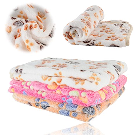 iNNEXT Puppy Blanket Pet Cushion Small Dog Cat Bed Soft Warm Sleep Mat, Pet Dog Cat Puppy Kitten Soft Blanket Doggy Warm Bed Mat Paw Print Cushion