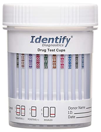 25 Pack Identify Diagnostics 10 Panel Drug Test Cup - Testing Instantly for 10 Different Drugs THC, COC, OXY, MOP, AMP, BAR, BZO, MET, MTD, PCP ID-CP10 (25)