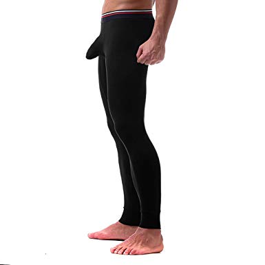 Ouruikia Men's Thermal Underwear Pants Long Johns Bottom Thermal Pants Separate Pouch
