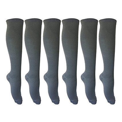 6 Pairs of Compression Socks for Men and Women Unisex (15-20mmHg) for Running, Nurses, Shin Splints, Travel, Flight, Pregnancy & Maternity