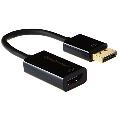 CableCreation Gold Plated DP1.2 DisplayPort to HDMI Adapter, Support 4K X 2K & 3D Audio/Video Converter, Black Color