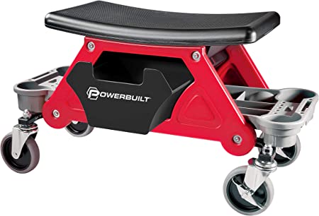 Powerbuilt Heavy Duty Rolling Mechanics Seat Brake Stool 300lb Capacity - 240036 (Stool)