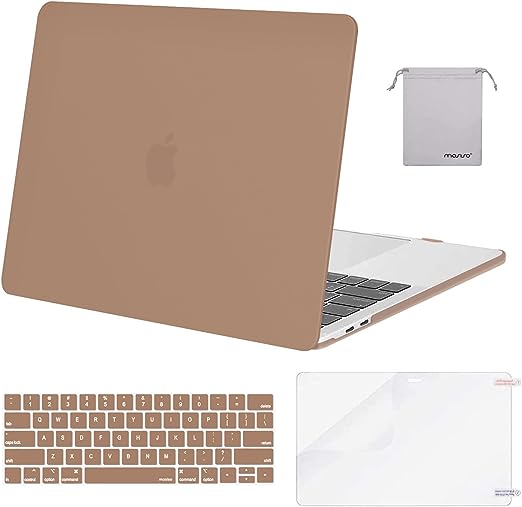 MOSISO Compatible with MacBook Pro 13 inch Case M2 2023, 2022, 2021-2016 A2338 M1 A2251 A2289 A2159 A1989 A1708 A1706, Plastic Hard Shell&Keyboard Cover&Screen Protector&Storage Bag, Caramel Brown