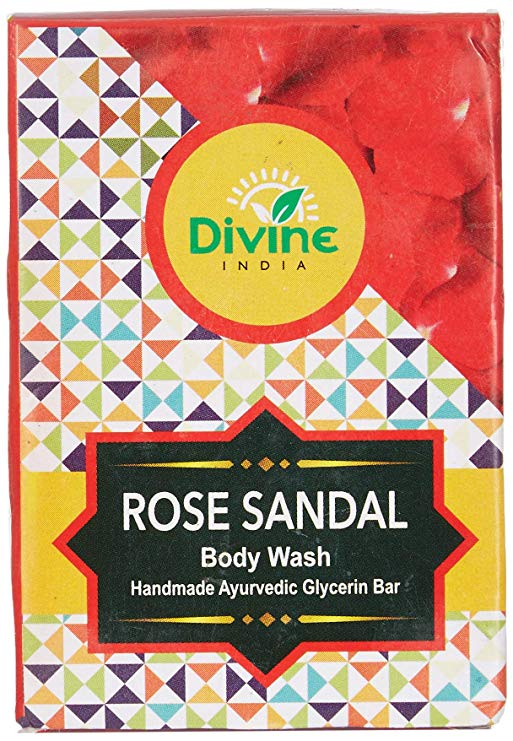 Divine India Premium Rose Sandal Handmade Ayurvedic Glycerin Bar, 200g