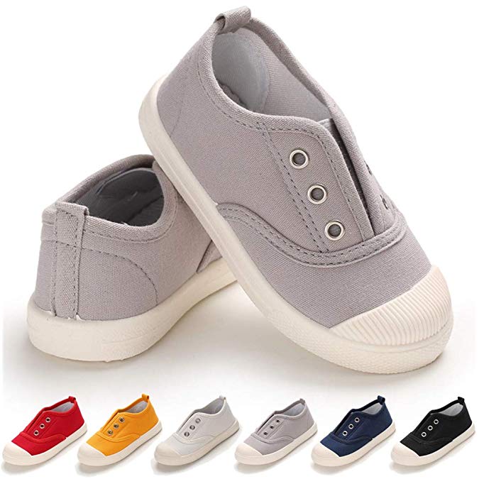 Toddler Kids Canvas Sneaker Slip-On Lightweight Running Tennis Shoes for Baby Boys Girls