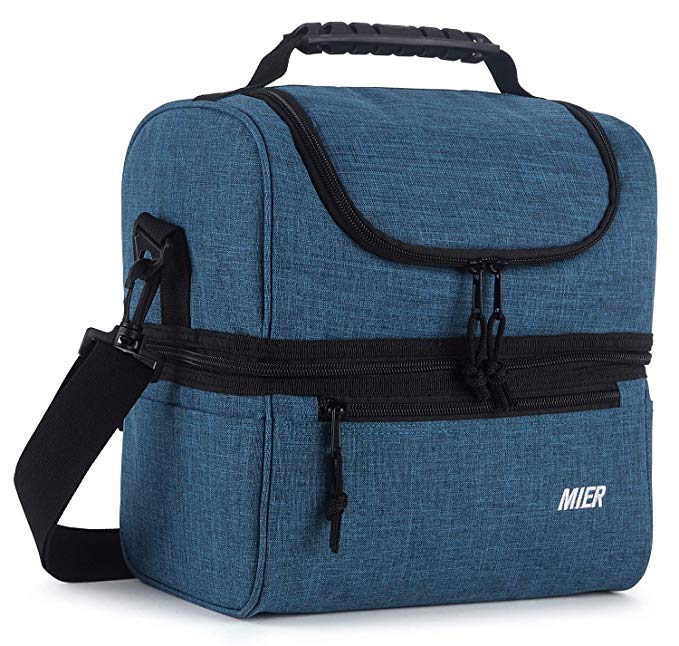 MIER Adult Lunch Box Insulated Lunch Bag Large Cooler Tote Bag for Men, Women, Double Deck Cooler (Ocean Depths, Large)