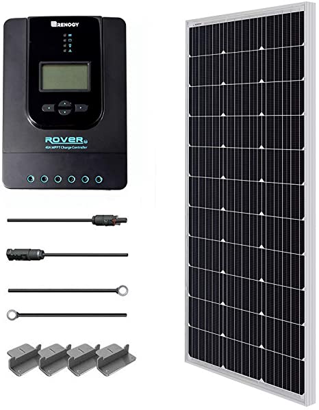 Renogy 100 Watt 12 Volt Monocrystalline Solar Starter Kit with 40A Rover MPPT Charge Controller