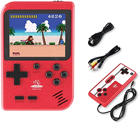 Handheld Game Console with 400 Classic FC Games in 1 by Emass- Two Players Option- 800mAh Rechargeable Battery- 8 Bit Built-in TV Connectible- Suitable for Kids & Adults- Mini Game Player
