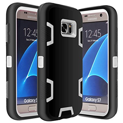 Galaxy S7 Case, E LV Samsung Galaxy S7 - Hybrid Defender Rugged Shockproof Dirtproof Case Cover for Samsung Galaxy S7 - [BLACK / GREY]