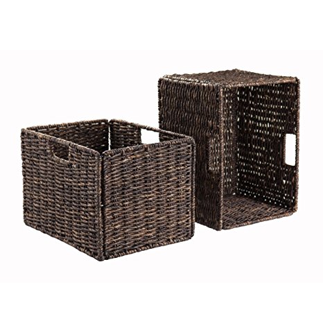 Winsome Wood Granville Foldable 2-Piece Tall Baskets Corn Husk