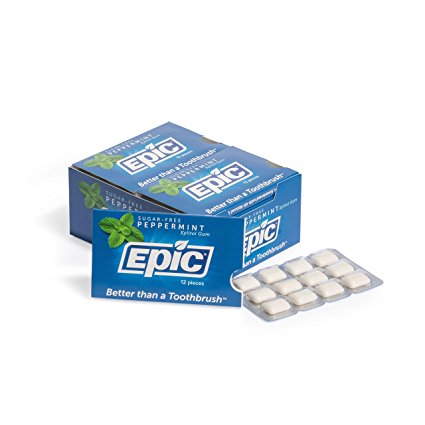Epic Dental 100% Xylitol Sweetened Gum, Peppermint, 12 Count (Pack Of 12)