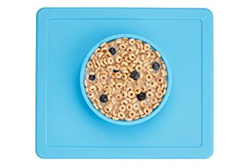 Modern Innovations Children's Silicone Placemat with Bowl, Blue No Mess Kid's Placemats, All-In-One Toddler Placemat, Silicone Suction Bowl, No Mess Bowl, One Piece Baby Placemat with Bowl, BPA Free