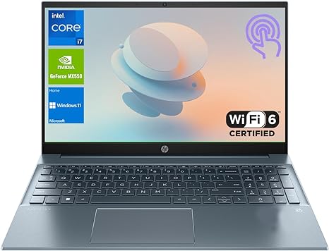 HP 2023 Newest Pavilion Laptop, 15.6" FHD Touchscreen Display, Intel Core i7-1355U Processor, NVIDIA GeForce MX550, 64GB RAM, 2TB SSD, Wi-Fi 6, HDMI, Webcam, Backlit KB, Windows 11 Home, Blue