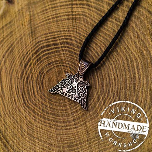 Odin's Ravens Viking Amulet Bronze Pendant Scandinavian Norse Jewelry Necklace