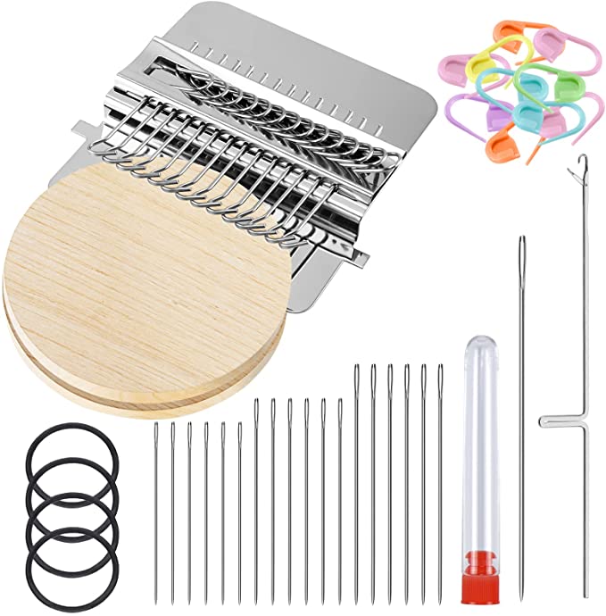 Homgaty Darning Mini Loom Machine, 14 Hooks Convenient Small Speedweve Darning Weave Loom Tool for Beginners Quickly Mending Jeans Socks Clothes Loom Machine Makes Beautiful Stitching DIY Weaving Arts