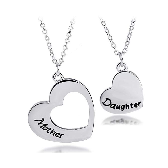 KUIYAI Mother Daughter Necklace Set of 2 Matching Heart Mom Me Jewelry