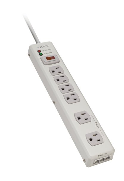 Belkin 6-Outlet Metal Surge Protector with 6-Foot Cable, F9H620-06-MTL