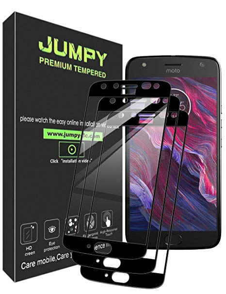 [3-Pack] Moto X4 Screen Protector, JUMPY [Full Coverage] Tempered Glass Lifetime Replacement Warranty