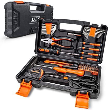 Home Tool Kits,56-Piece Home Tool Sets for Daily Repair and DIY, Home Tool Box Including Measure Tape,Precision Screwdrivers,Hex Keys,Claw Hammers, Knives, Scissors - TACKLIFE HHK3B