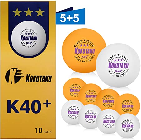 Table Tennis Balls 3 Star White/Orange, Professional K40  Ping Pong Balls Set ideal for Kids Adult Indoor Outdoor Training Match (10 Pack)