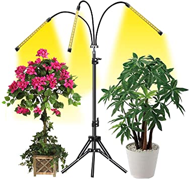 Grow Light, LED Grow Light for Indoor Plants 60W Tri-Head Full Spectrum Grow Lights with Tripod Stand Adjustable 15-47 inch 3 Modes Timer for Indoor Plants Growth 3 Lamps