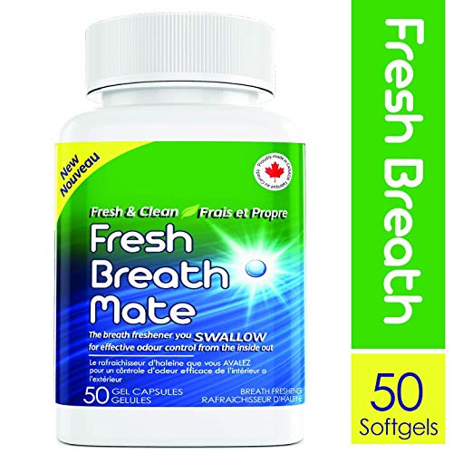 Fresh Breath Mate All-Natural Breath Freshener, Bad Breath Treatment from The Inside Out, Soothes Stomach, 50 Softgels