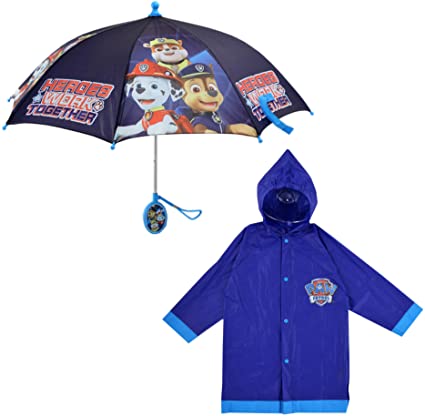 Nickelodeon Boys Paw Patrol Character Slicker and Umbrella Rainwear Set, for Toddler and Little