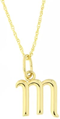 14k Yellow Gold Small Lowercase Cursive Initial Pendant Necklace