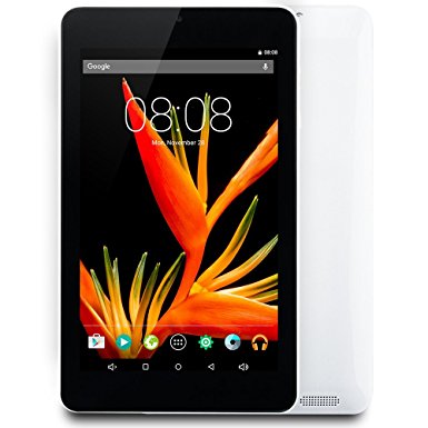 Alldaymall Tablet with 64 bits Quad Core CPU, 7'' HD 1920x1200 IPS Display, Android 5.1 Lollipop, 1GB RAM 16GB Flash, Wi-Fi, Bluetooth, Dual Camera - White