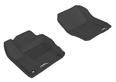 3D MAXpider Front Row Custom Fit All-Weather Floor Mat for Select Ford Focus Models - Kagu Rubber (Black)