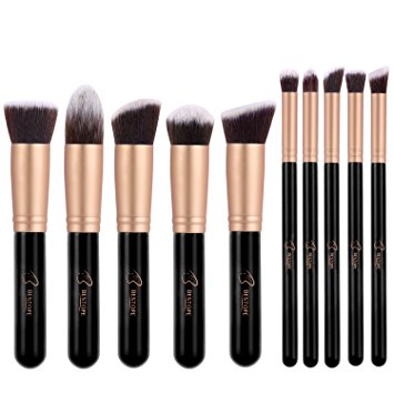 Makeup Brushes BESTOPE 10PCs Makeup Brush Set Professional Foundation Blending Eyeliner Shadow Powder Cosmetics Brushes for Girls - Rose Gold