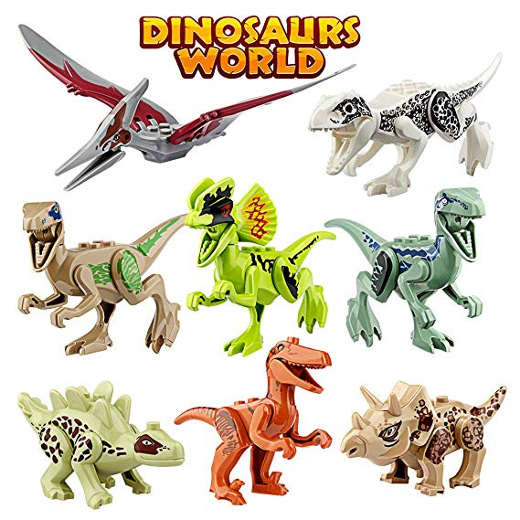 Growsland Dinosaur Toys Gifts 8 PCS Dinosaur Building Blocks Mini Plastic Dinosaur Figures Realistic Dinosaur Party Favors Sets for Boys Girls Kids and Toddlers