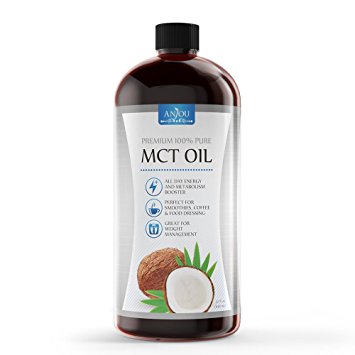 Anjou MCT Oil, 32 Oz (Provide Sustained Energy, Boost Metabolism, Weight Management, Ideal Food Dressing, No Additive, Non-GMO, Gluten Free, Odor-free, 100 Natural)