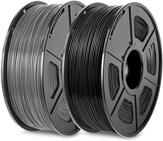 3D Printer PLA Filament 1.75, Black Grey PLA Filament 1.75mm, Fit FDM 3D Printer, 1KG2 Spool, Dimensional Accuracy  /- 0.02 mm, PLA Black Grey